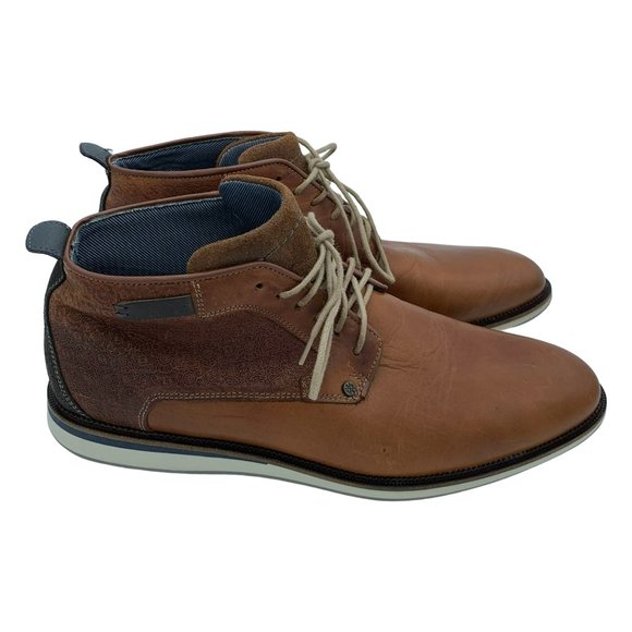 BULL BOXER Leather Oxford Cognac Ankle Boots - Picture 4 of 9
